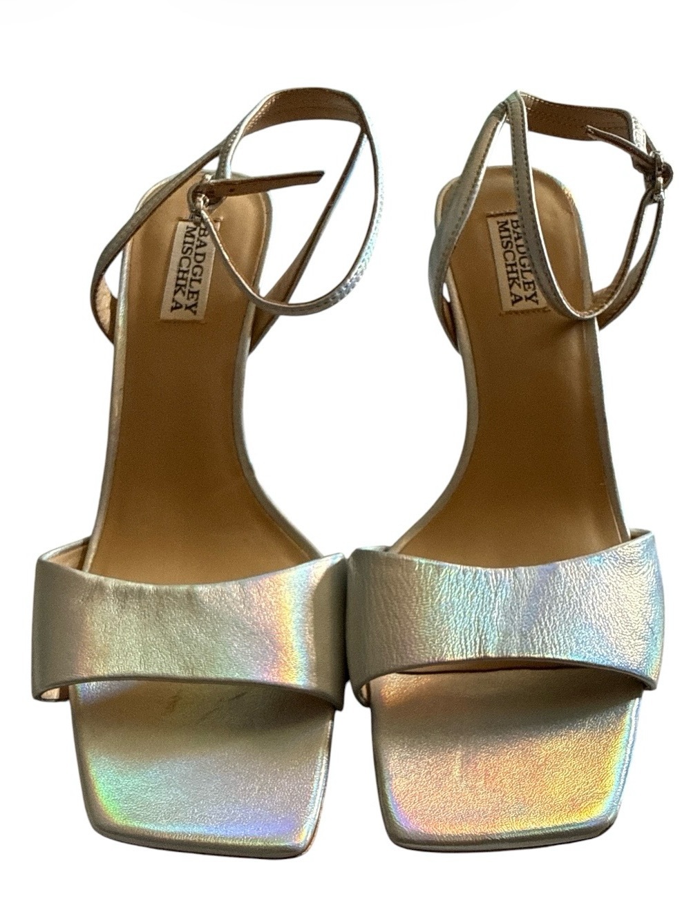 Like new Badgley Mischka Cady Sandals in an iridescent metallic finish